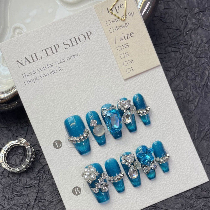 Heart of the Sea- Handmade press on nails